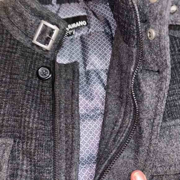 MURANO MEN'S CHARCOAL GRAY WOOL BLEND MILITARY STYLE‎ JACKET Puffer Lining SZL - Picture 4 of 16